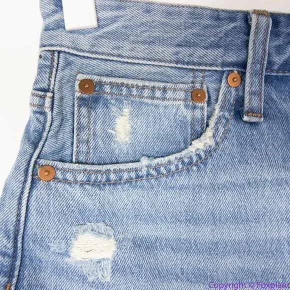 NEW Madewell Relaxed Denim Shorts in Homecrest Wash: Ripped Edition, 25‎